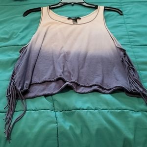 Tank top with fringe along the sides